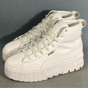 PUMA Women's Mayze Platform Mid Top White Sneakers Size 8.5